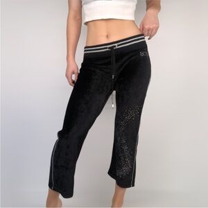 BOGO FREE BCBG MAXAZARIA Crop‎ Velour Embellished Pants Size XL Black